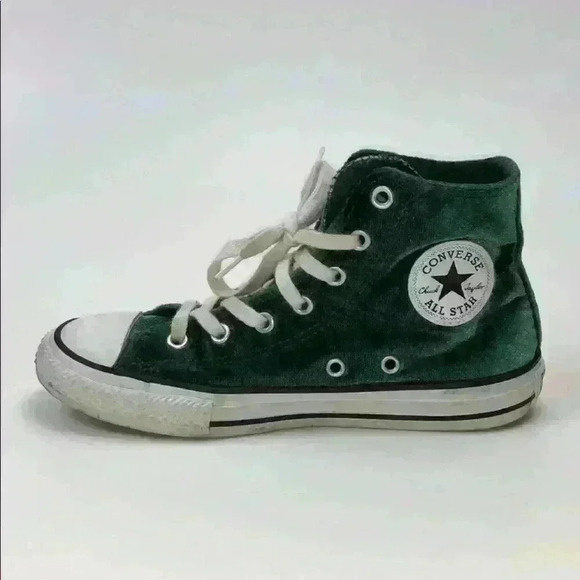 Converse Unisex Green Velvet Hi Tops Size: 2 - Picture 1 of 5